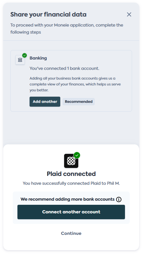Plaid connected β prompt to connect another account